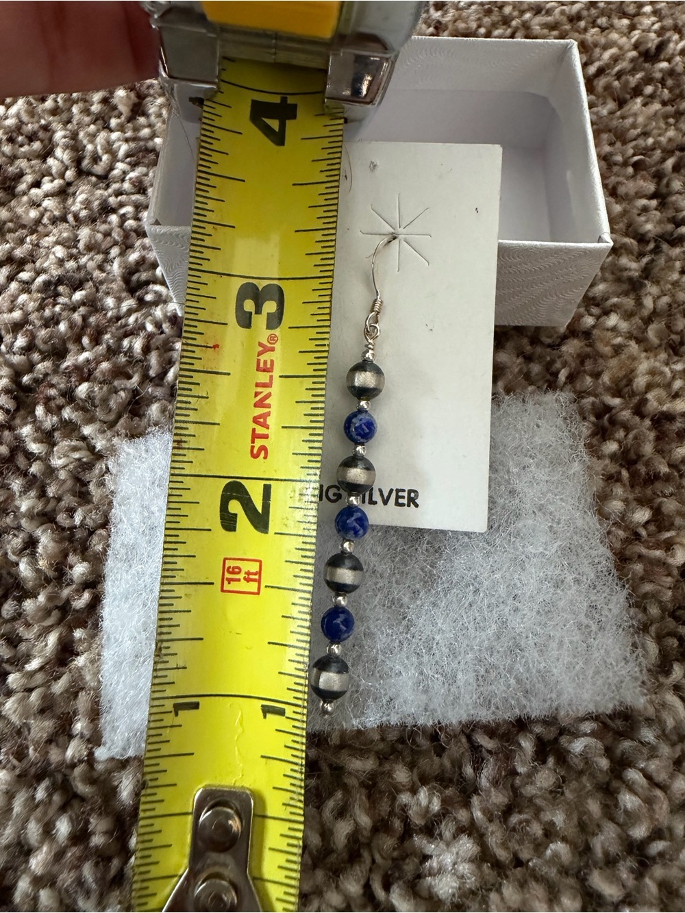 Blue Beaded Dangle Earrings - Picture 2 of 2